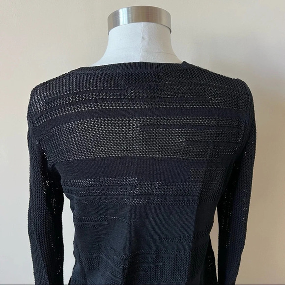 Vince mesh inset crewneck sweater black 5494 - Picture 7 of 10
